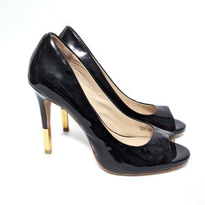 POUR LA VICTOIRE Sable Patent Peep Toe Pumps 8